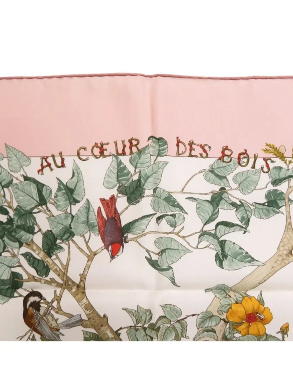 Hermes Carre 90 Au Cœur Des Bois in the Depths of the Forest Silk Pink Scarf